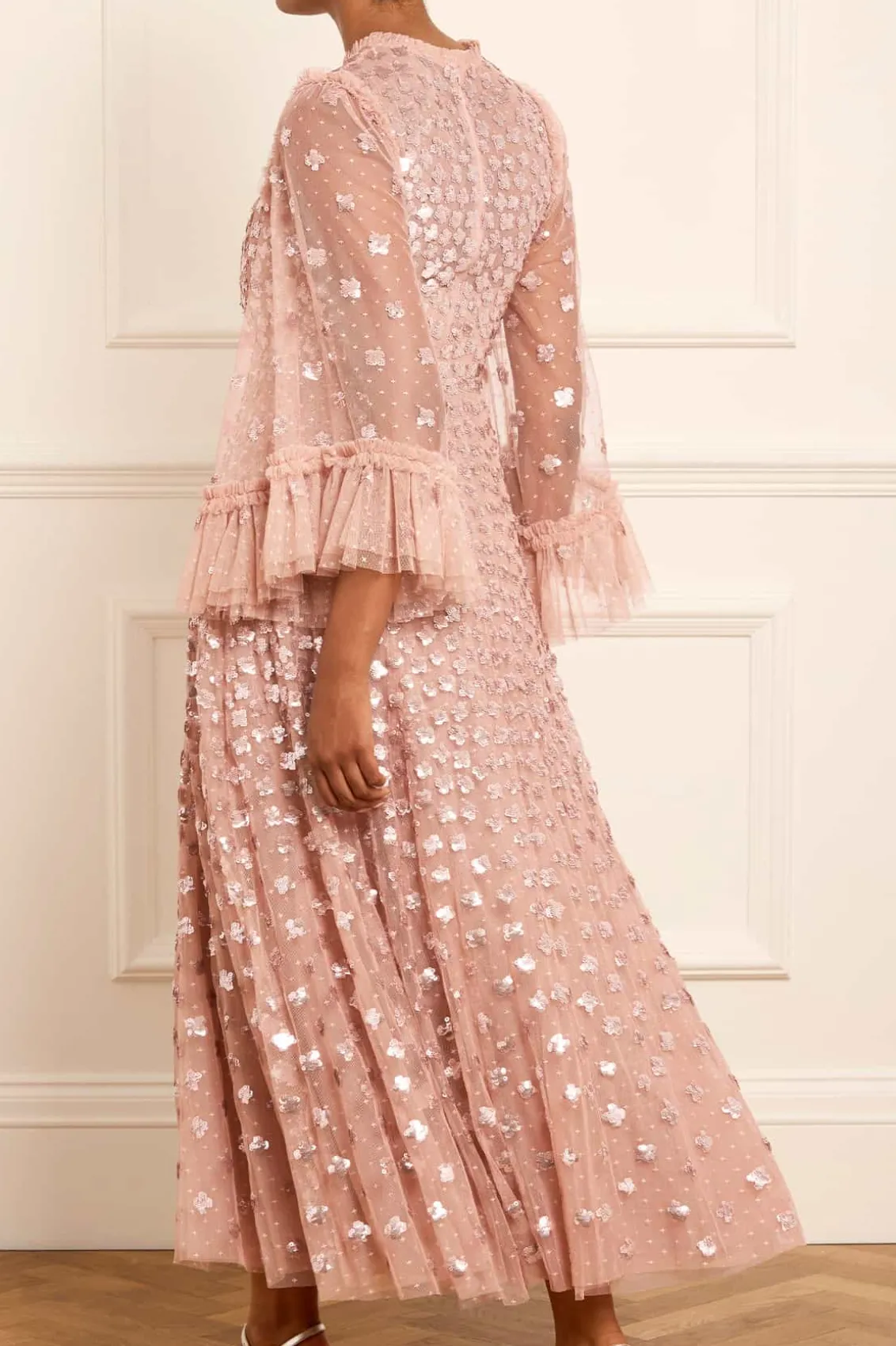 Evening Dresses | Embellished Dresses^Needle & Thread Glisten Long Sleeve Ankle Gown Pink