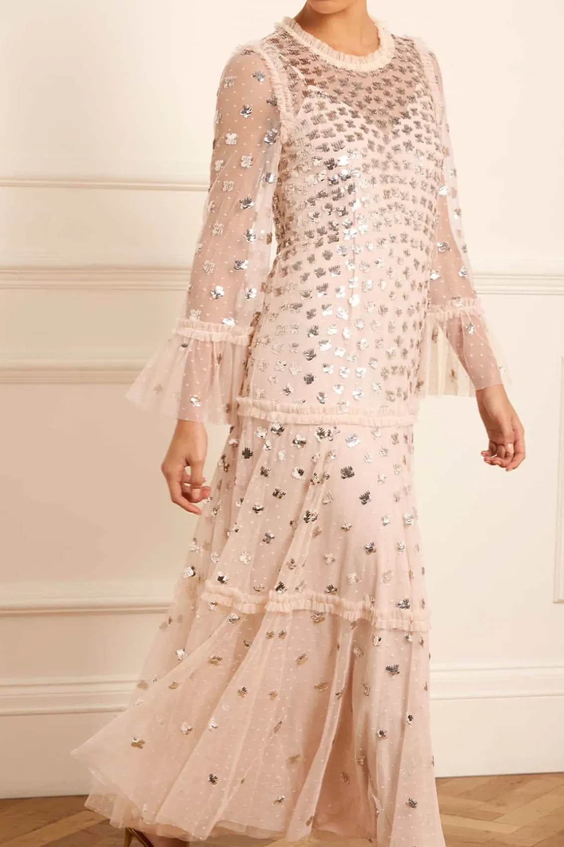 Mummy & Me | Evening Dresses^Needle & Thread Glisten Tiered Ankle Gown Beige