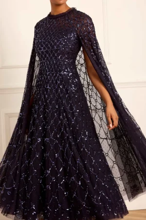 Evening Dresses | Embellished Dresses^Needle & Thread Heart Lattice Ankle Gown Blue