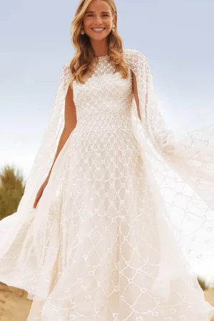 Bridal | Mummy & Me^Needle & Thread Heart Lattice Ankle Gown Champagne