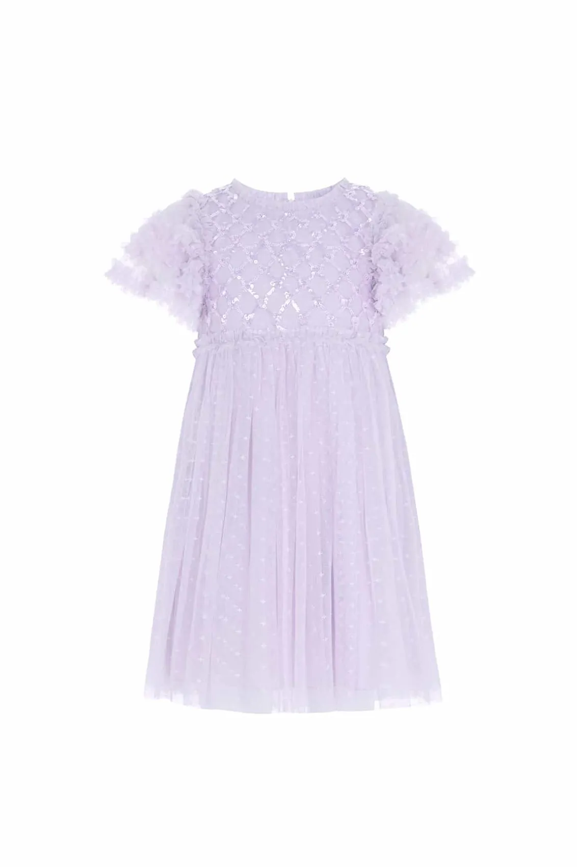Kids Embellished Dresses | Kids Responsibly Sourced^Needle & Thread Heart Lattice Bodice Kids Dress Purple