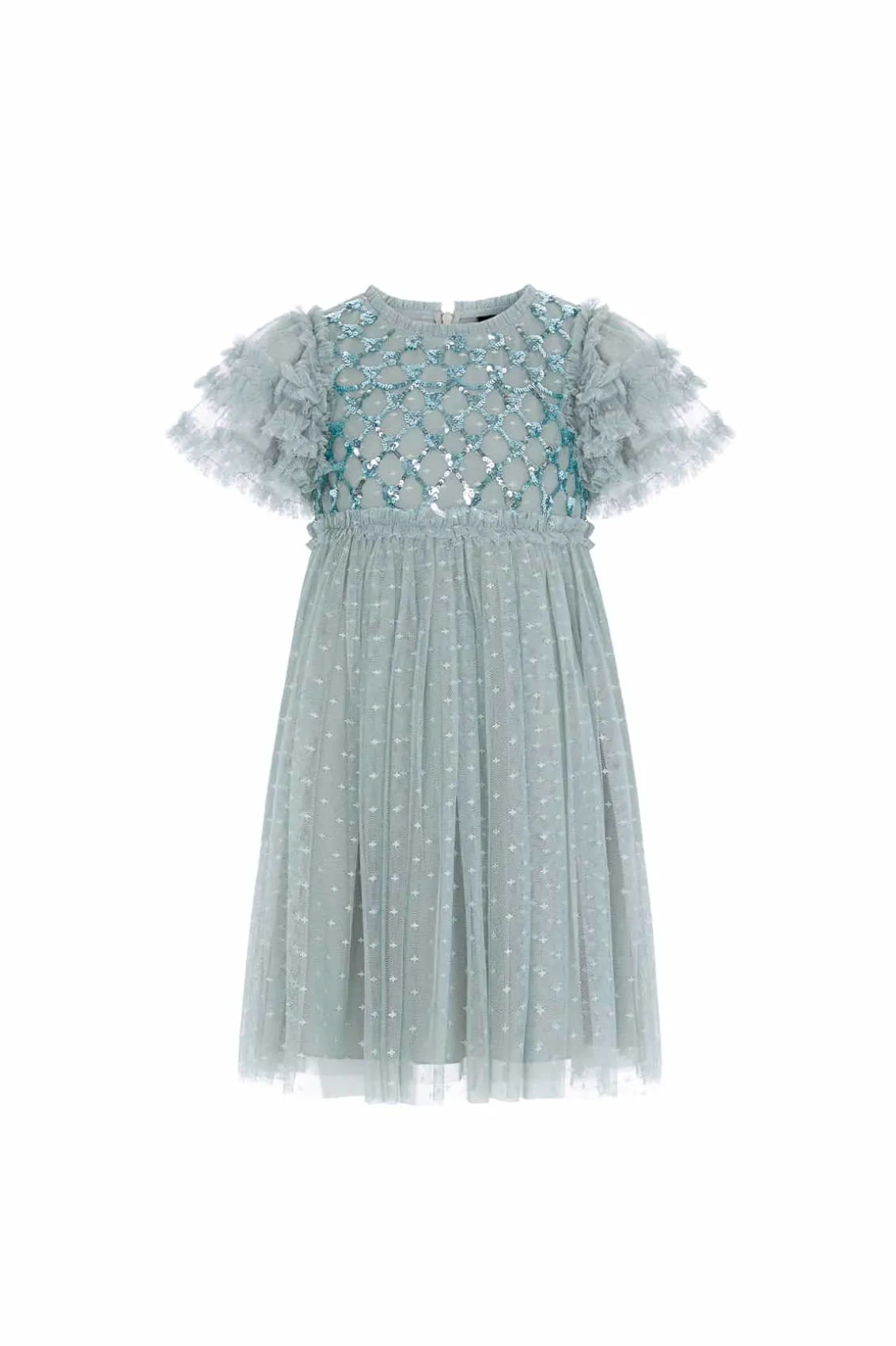 Kids Embellished Dresses | Kids Responsibly Sourced^Needle & Thread Heart Lattice Bodice Kids Dress Green