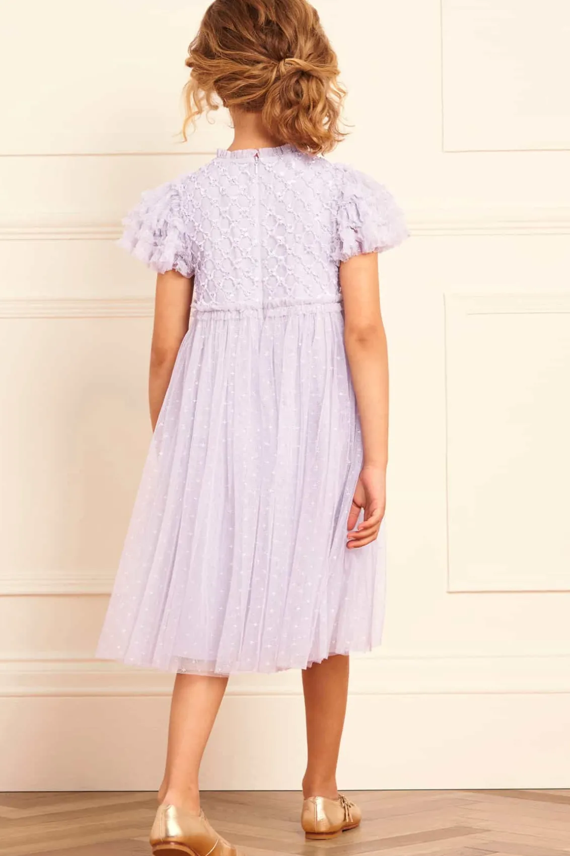Kids Embellished Dresses | Kids Responsibly Sourced^Needle & Thread Heart Lattice Bodice Kids Dress Purple
