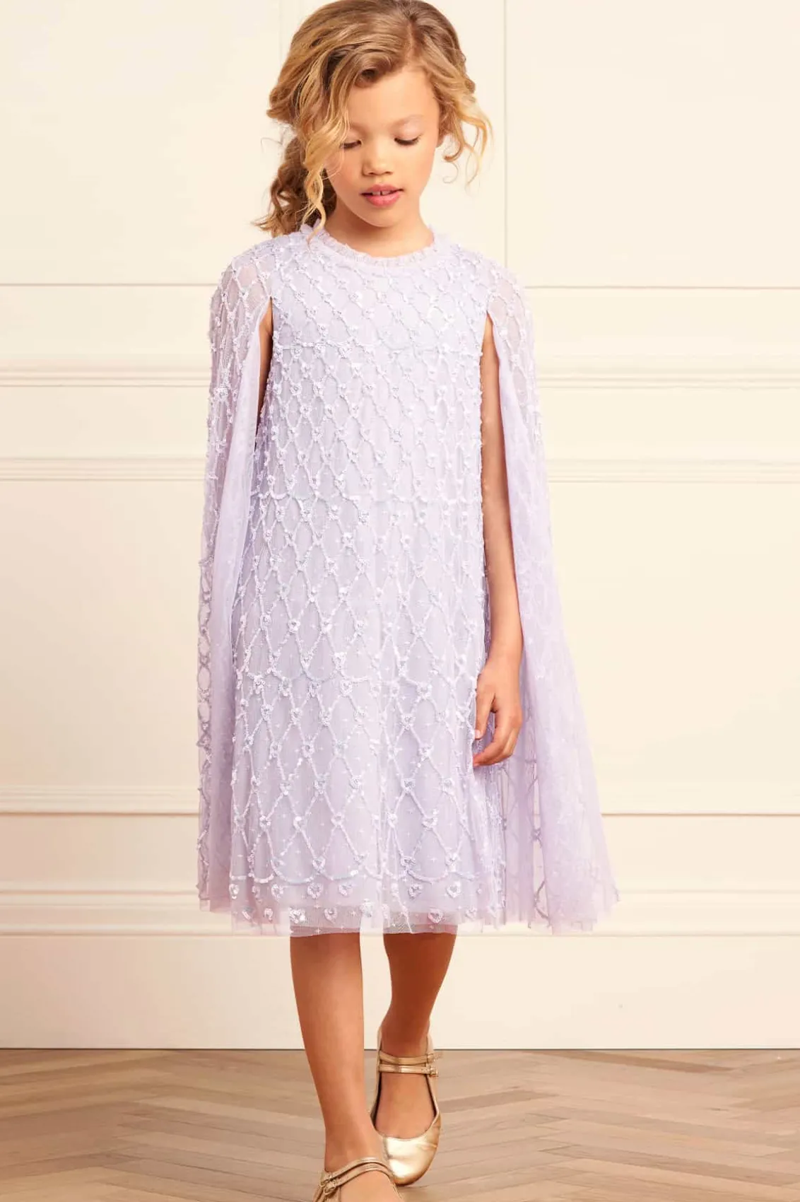 Mummy & Me | Kids Embellished Dresses^Needle & Thread Heart Lattice Cape Kids Dress Purple