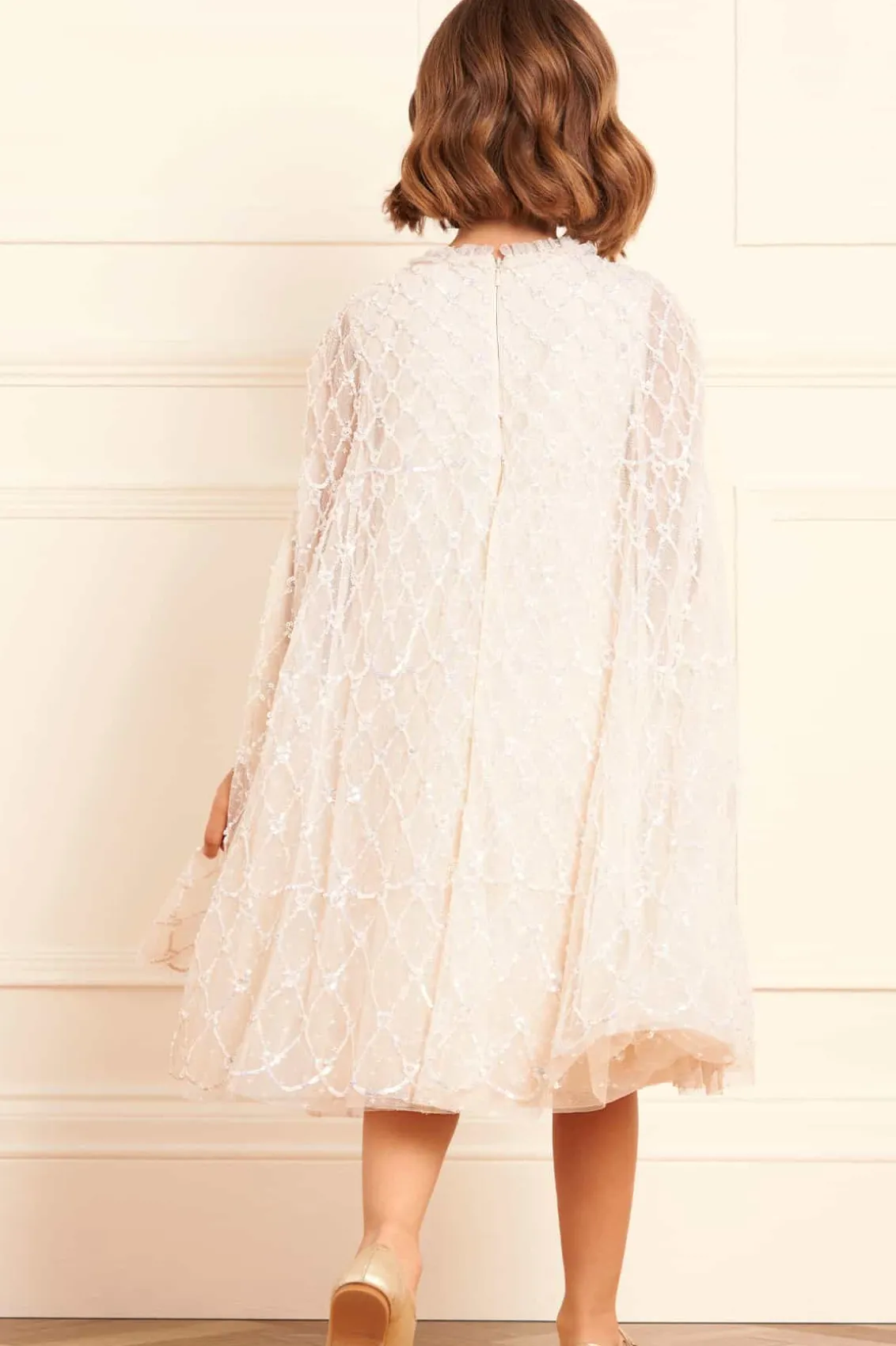 Mummy & Me | Flower Girl^Needle & Thread Heart Lattice Cape Kids Dress Champagne