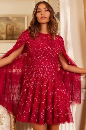 Mummy & Me | Mini Dresses^Needle & Thread Heart Lattice Micro Mini Dress Red