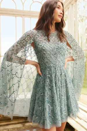 Mini Dresses | Evening Dresses^Needle & Thread Heart Lattice Micro Mini Dress Green