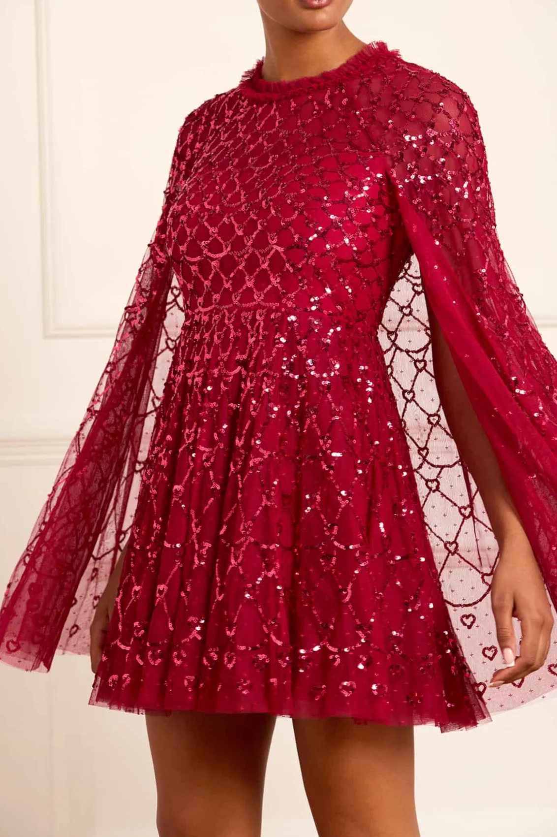 Mummy & Me | Mini Dresses^Needle & Thread Heart Lattice Micro Mini Dress Red