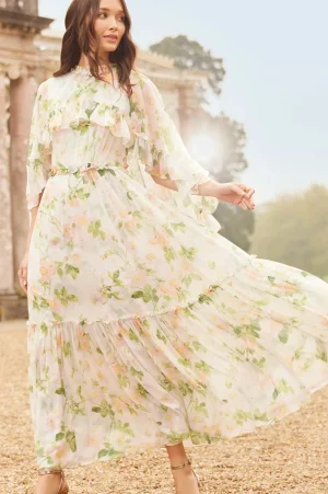 Wedding Guest | Day Dresses^Needle & Thread Immortal Rose Harper Chiffon Cape Ankle Gown Multi