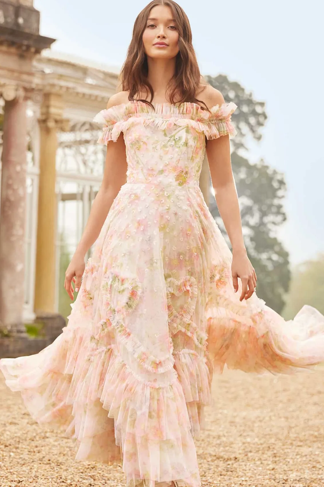 Evening Dresses | Printed Dresses^Needle & Thread Immortal Rose Off-Shoulder Ankle Gown Multi