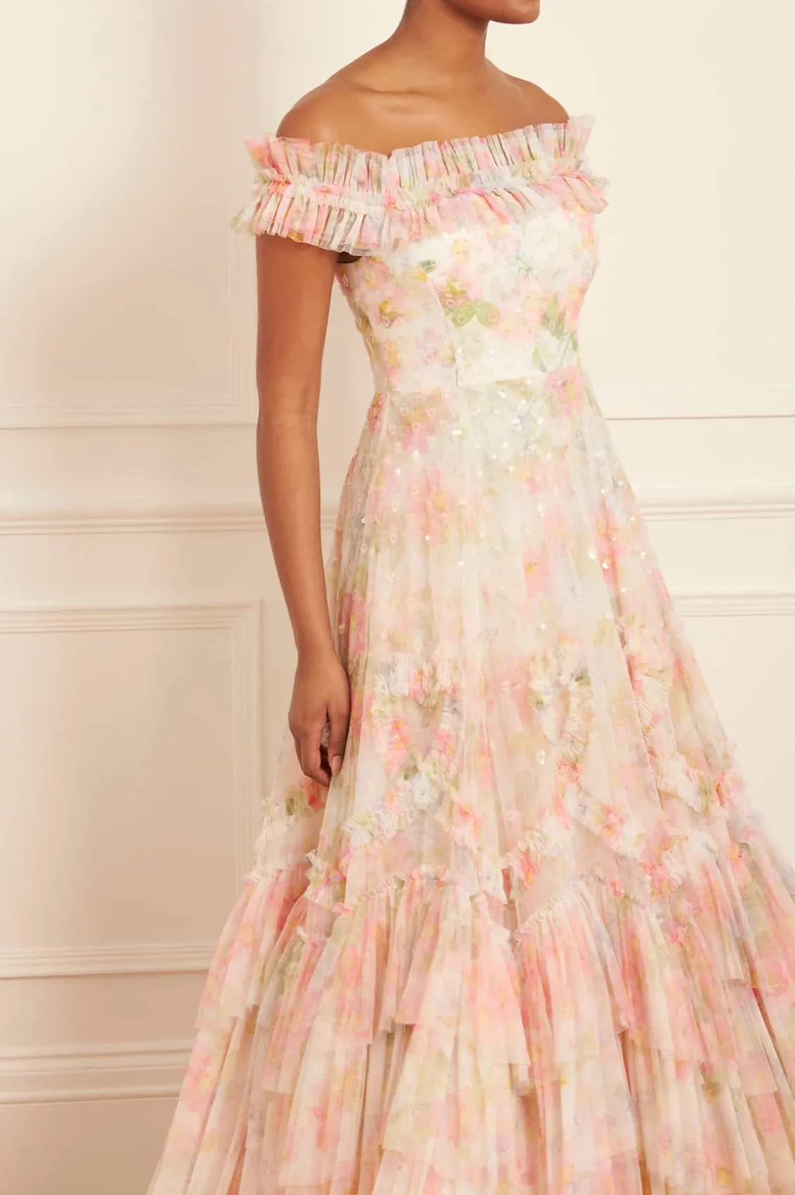 Evening Dresses | Printed Dresses^Needle & Thread Immortal Rose Off-Shoulder Ankle Gown Multi