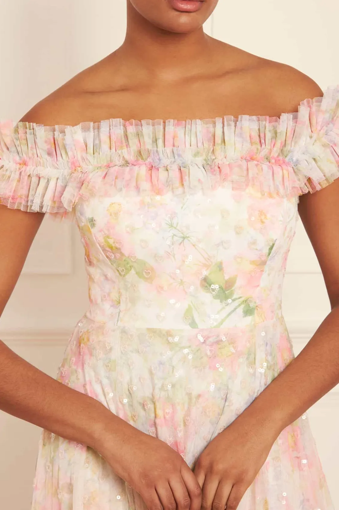 Evening Dresses | Printed Dresses^Needle & Thread Immortal Rose Off-Shoulder Ankle Gown Multi