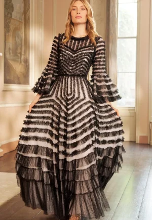 Mummy & Me | Evening Dresses^Needle & Thread La Vie En Rose Round Neck Gown Black