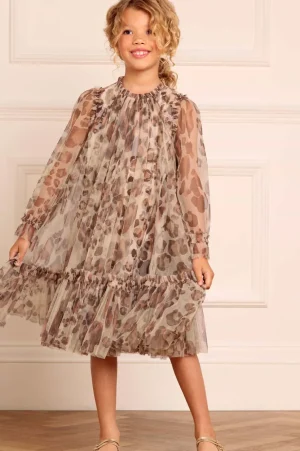 Kids Printed Dresses | Kids Responsibly Sourced^Needle & Thread Leopard Long Sleeve Kids Dress Multi