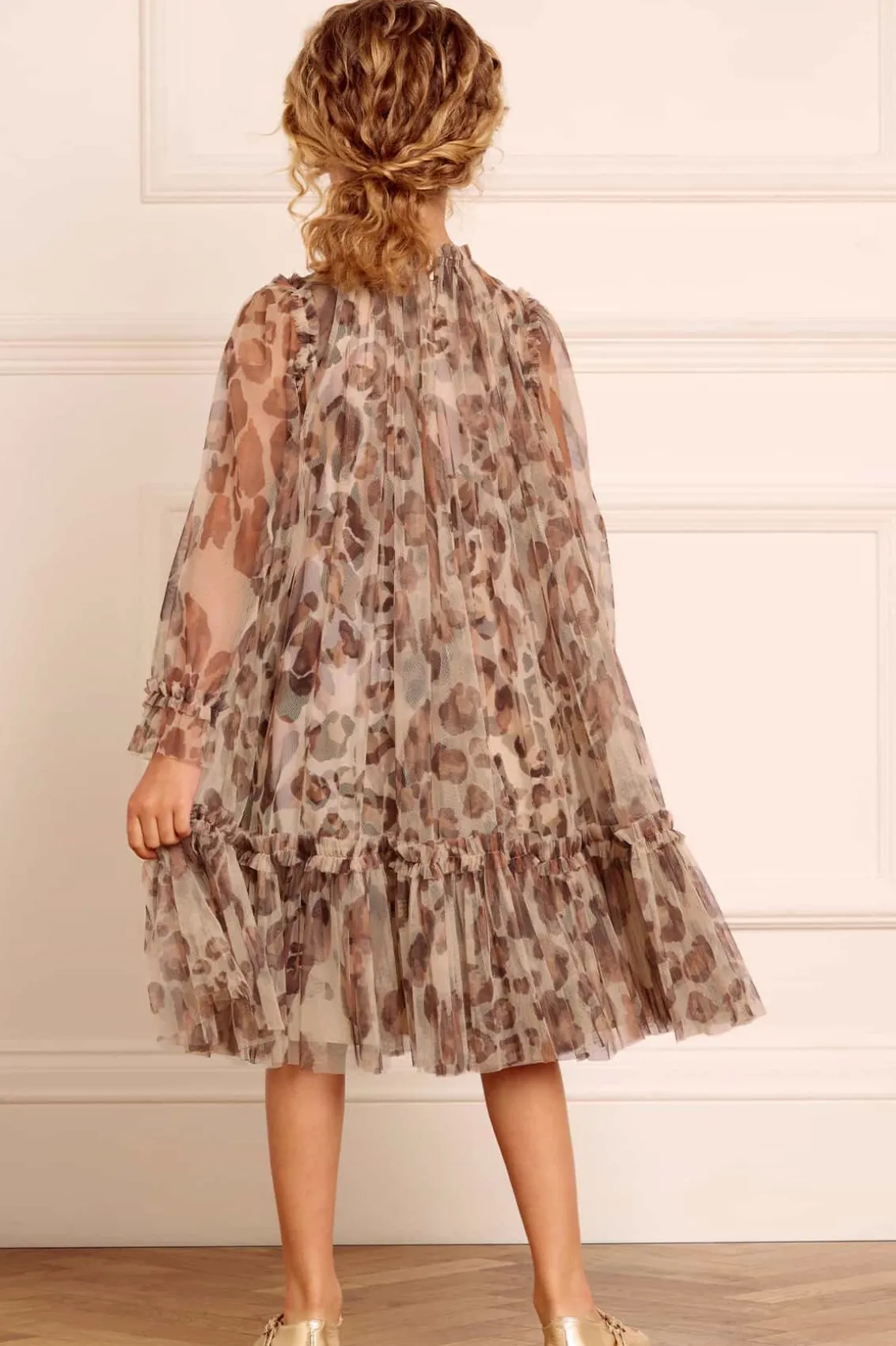 Kids Printed Dresses | Kids Responsibly Sourced^Needle & Thread Leopard Long Sleeve Kids Dress Multi