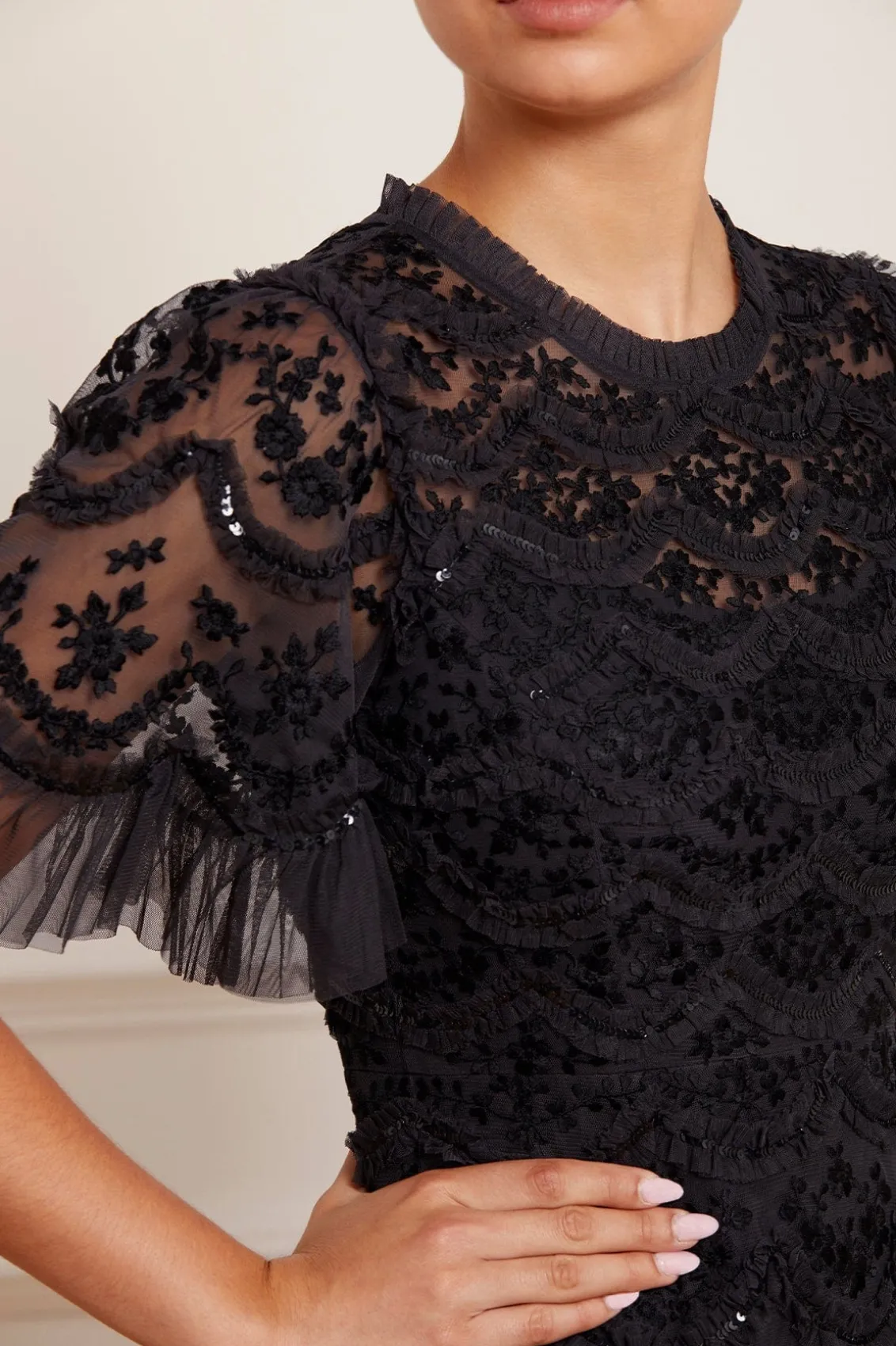 Evening Dresses | Embroidered Dresses^Needle & Thread Lily Bloom Ankle Gown Black