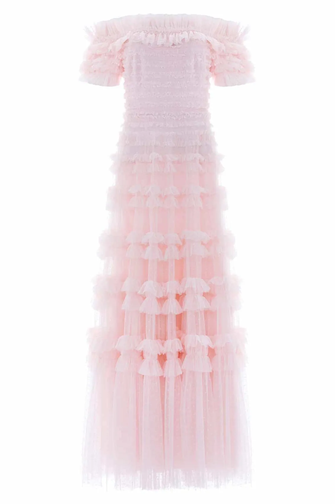 Mummy & Me | Evening Dresses^Needle & Thread Lisette Ruffle Off Shoulder Gown Pink