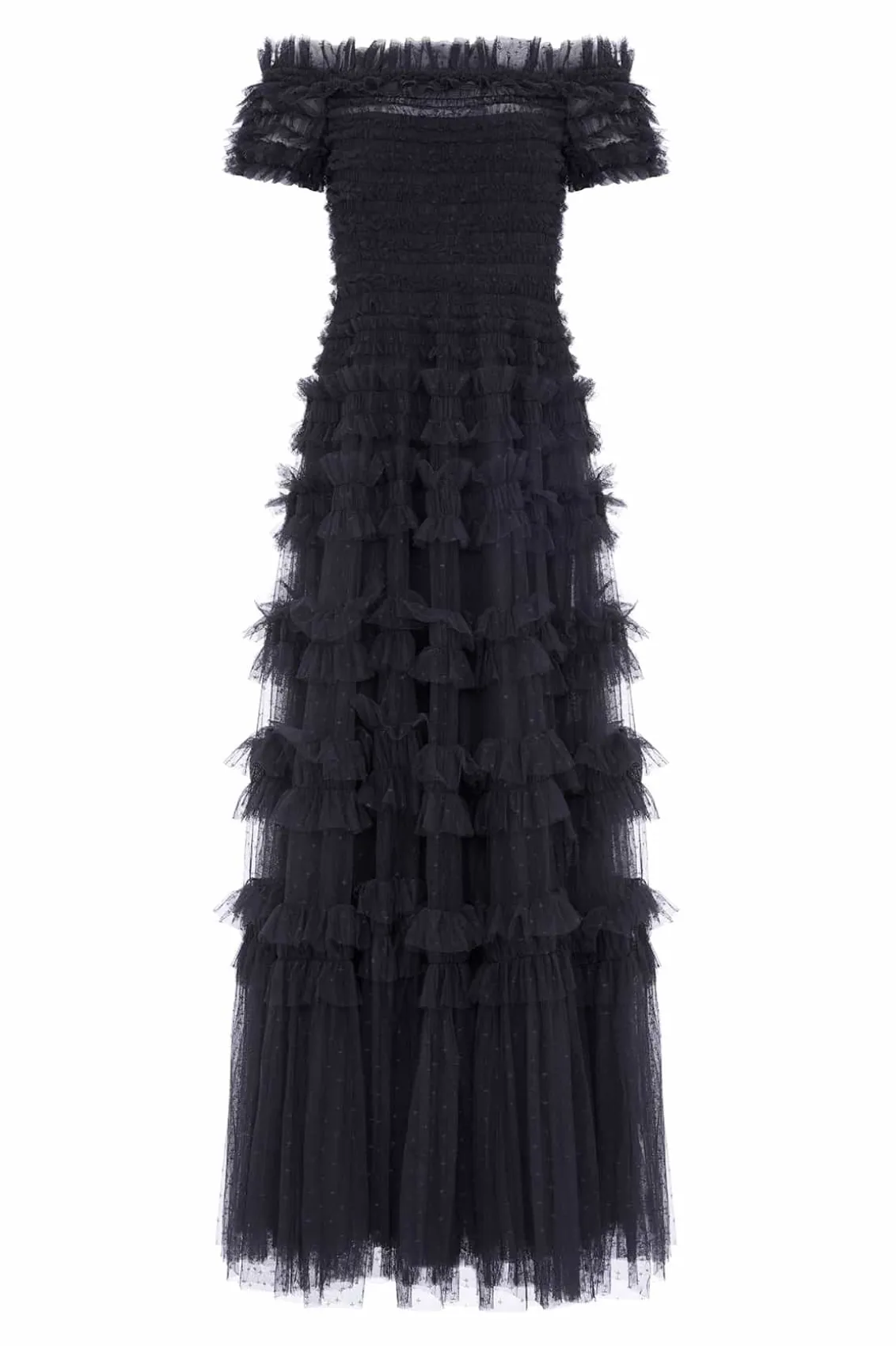 Evening Dresses | Responsibly Sourced^Needle & Thread Lisette Ruffle Off Shoulder Gown Black