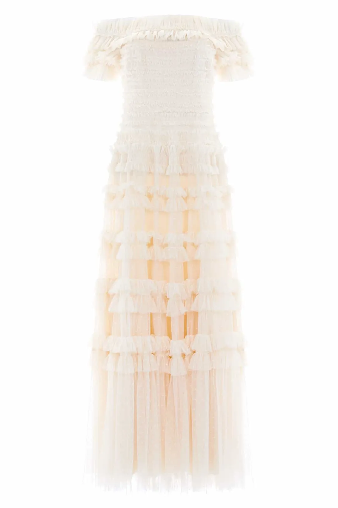 Bridal | Mummy & Me^Needle & Thread Lisette Ruffle Off Shoulder Gown Champagne