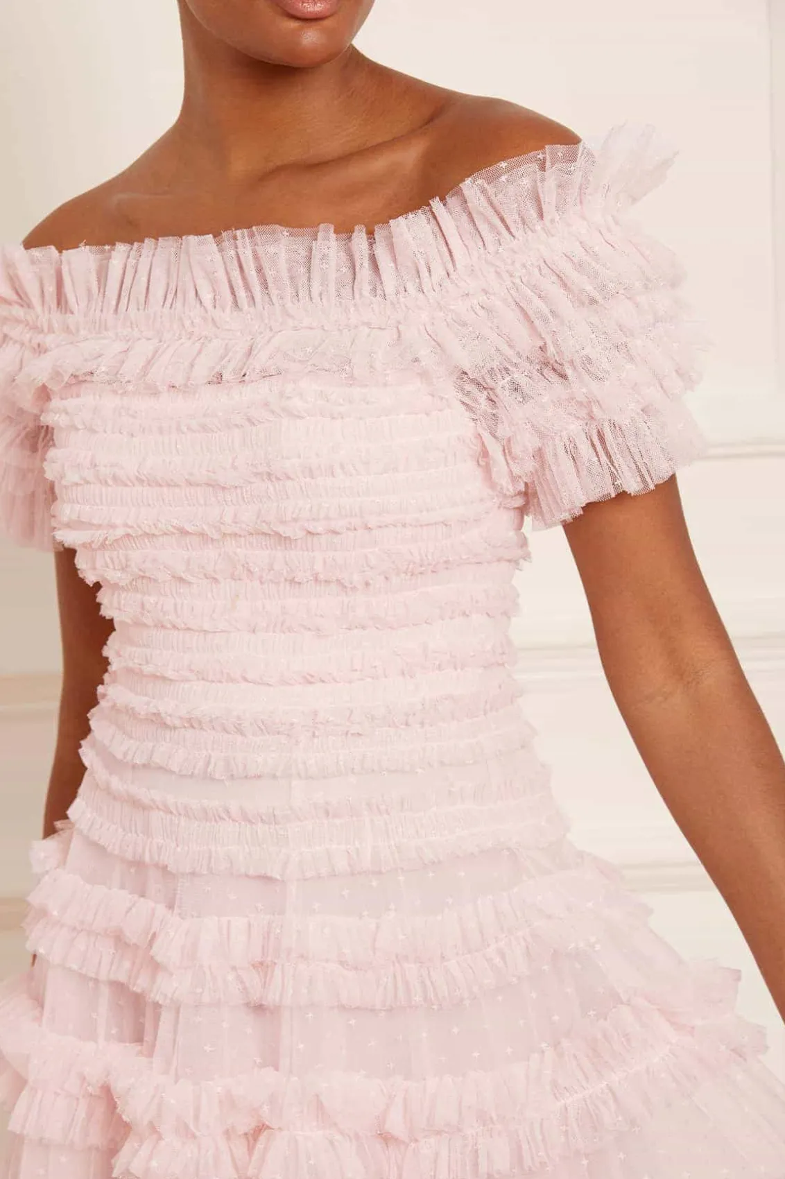 Mummy & Me | Evening Dresses^Needle & Thread Lisette Ruffle Off Shoulder Gown Pink
