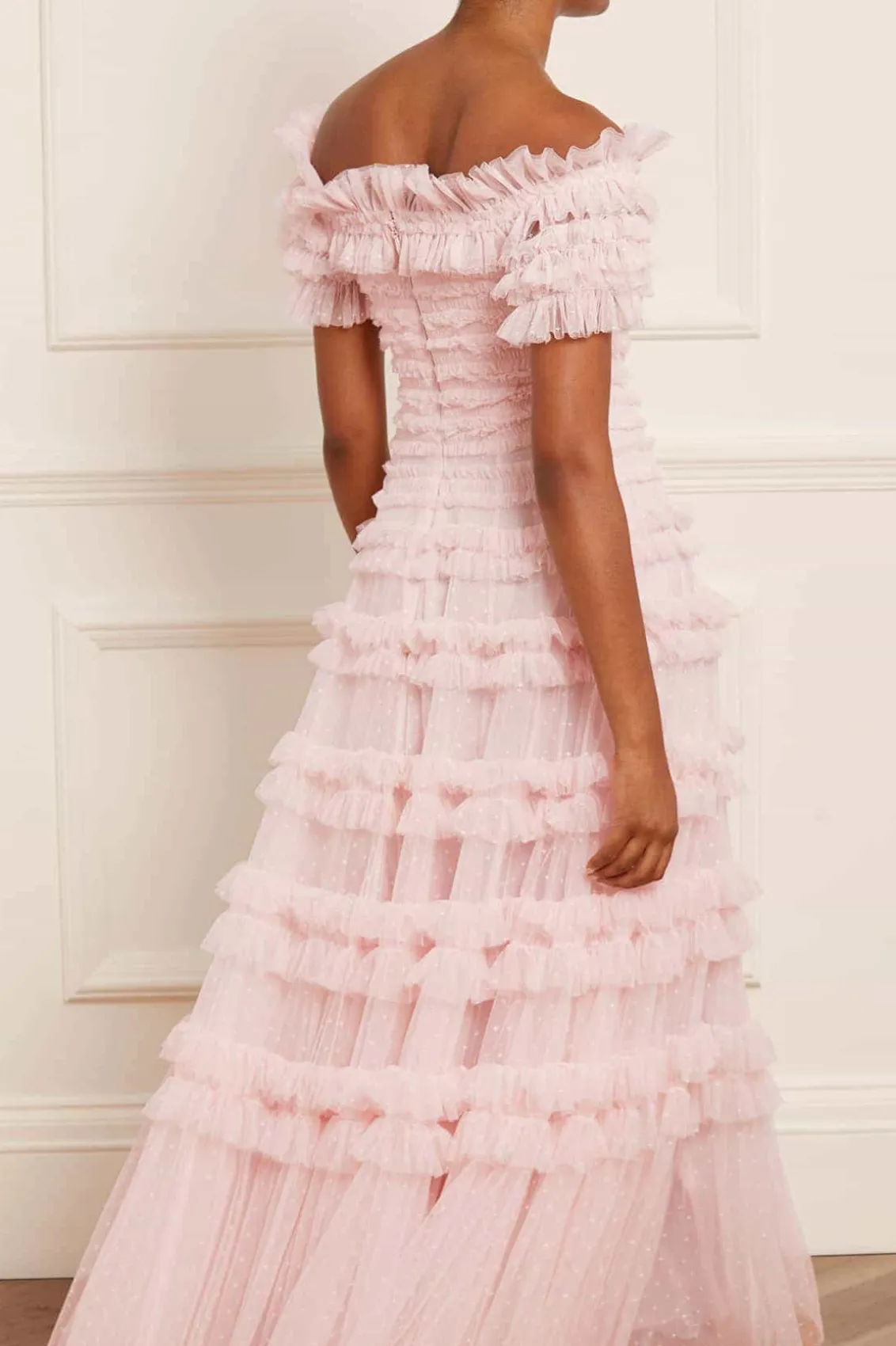 Mummy & Me | Evening Dresses^Needle & Thread Lisette Ruffle Off Shoulder Gown Pink