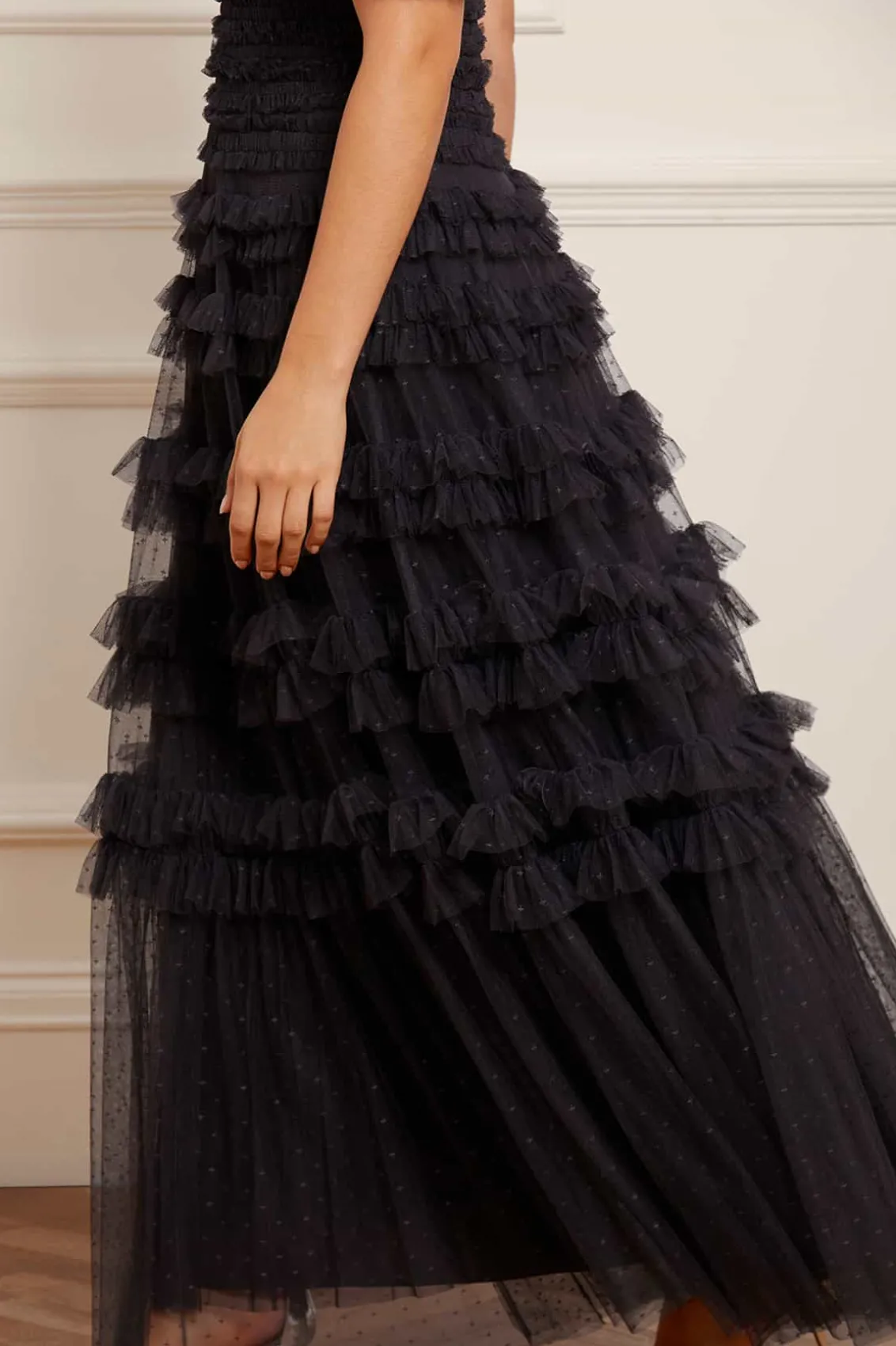 Evening Dresses | Responsibly Sourced^Needle & Thread Lisette Ruffle Off Shoulder Gown Black
