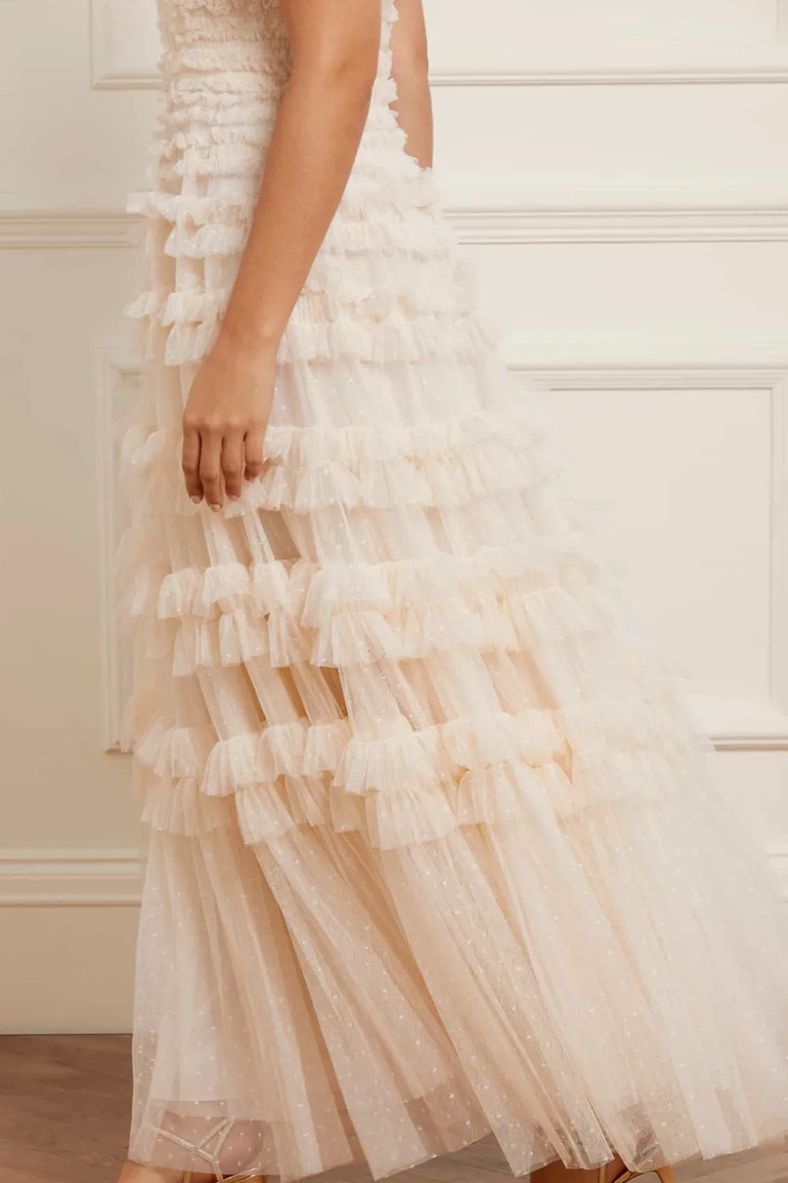 Bridal | Mummy & Me^Needle & Thread Lisette Ruffle Off Shoulder Gown Champagne