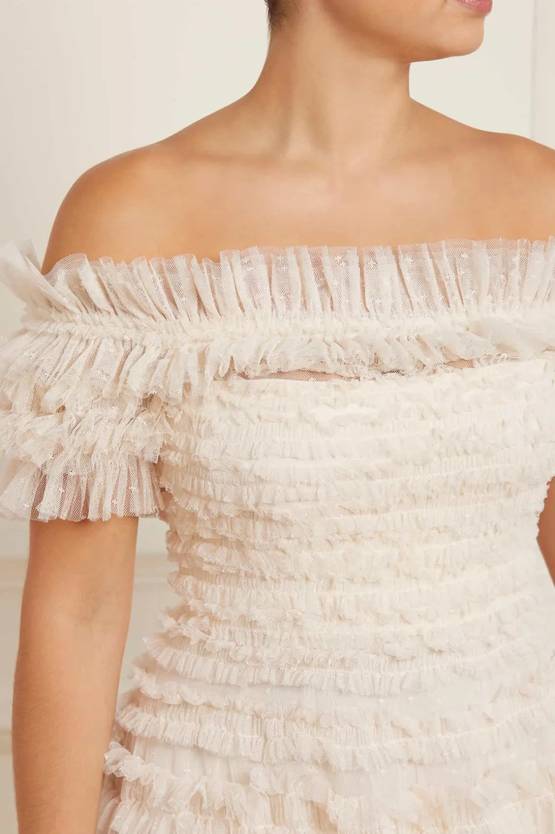 Bridal | Mummy & Me^Needle & Thread Lisette Ruffle Off Shoulder Gown Champagne