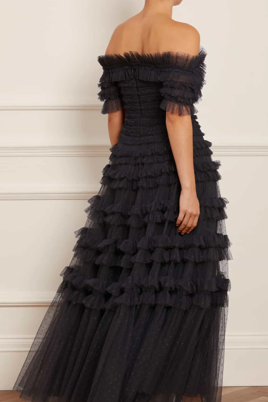 Evening Dresses | Responsibly Sourced^Needle & Thread Lisette Ruffle Off Shoulder Gown Black