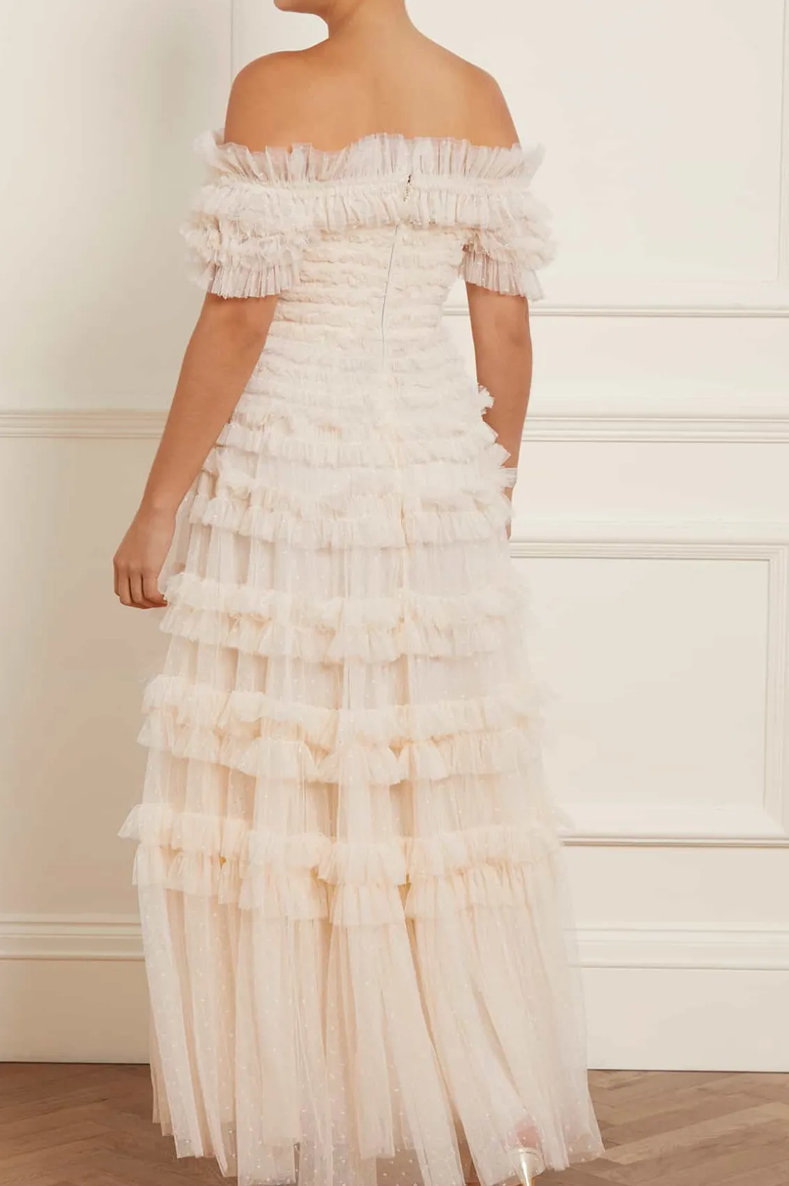 Bridal | Mummy & Me^Needle & Thread Lisette Ruffle Off Shoulder Gown Champagne