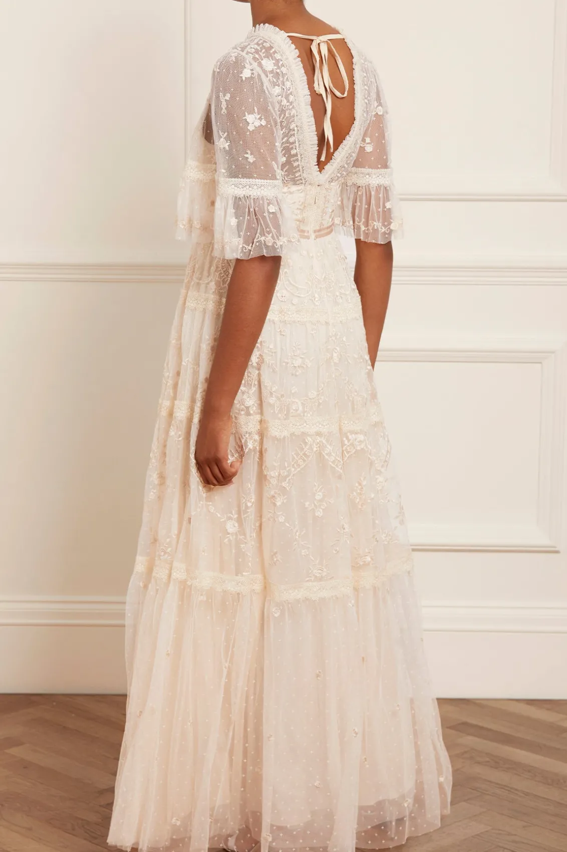 Bridesmaid | Bridal^Needle & Thread Lottie Lace Gown Champagne