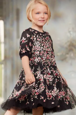 Mummy & Me | Kids Embroidered Dresses^Needle & Thread Lunaria Wreath Kids Dress Black