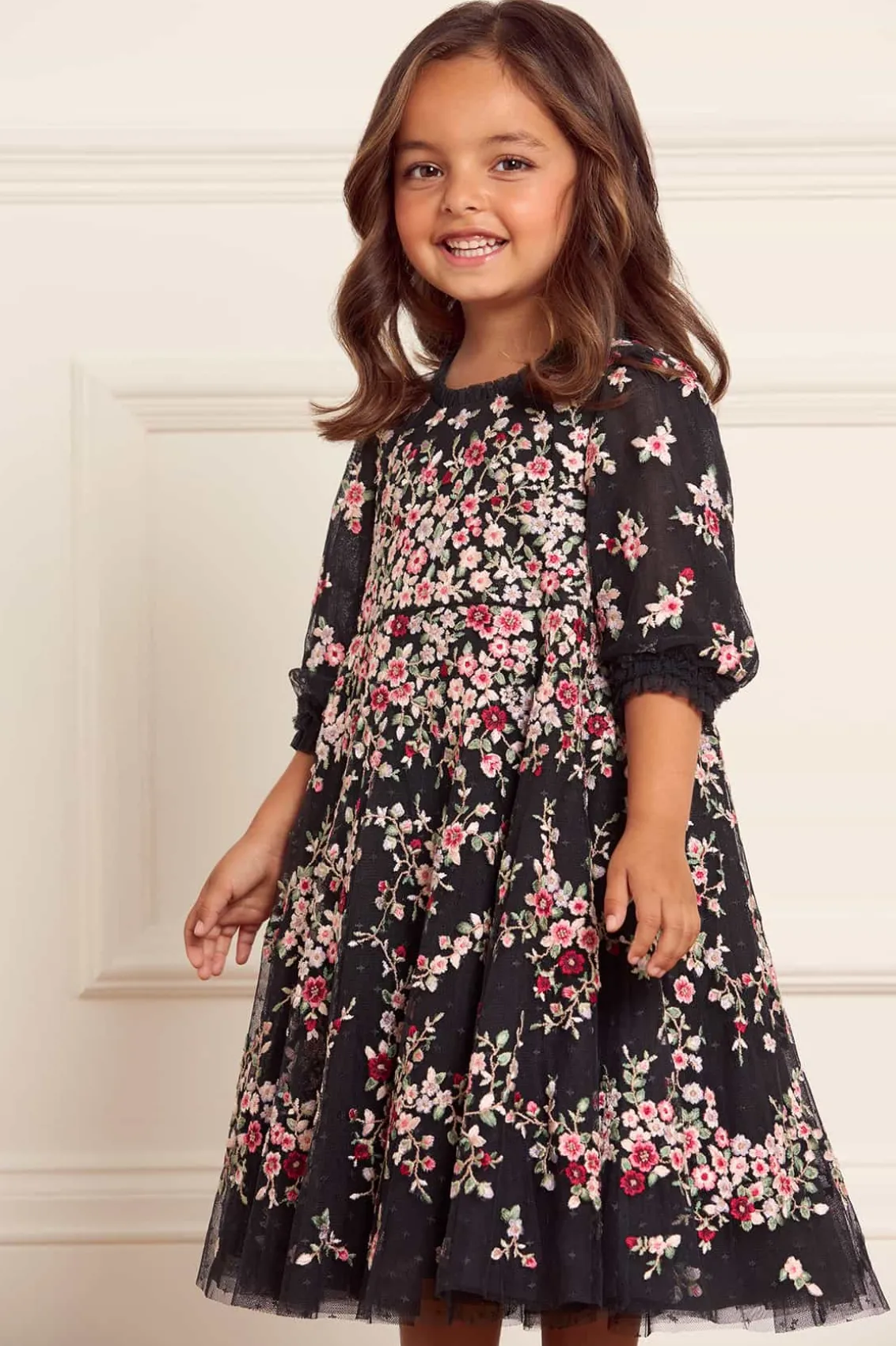 Mummy & Me | Kids Embroidered Dresses^Needle & Thread Lunaria Wreath Kids Dress Black