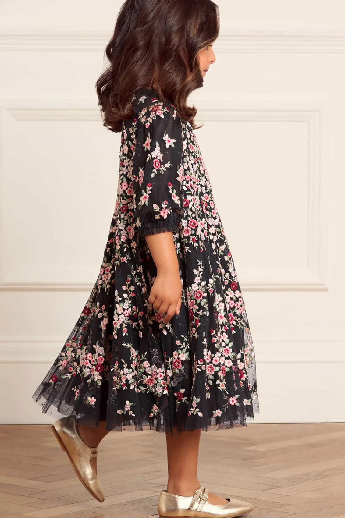 Mummy & Me | Kids Embroidered Dresses^Needle & Thread Lunaria Wreath Kids Dress Black