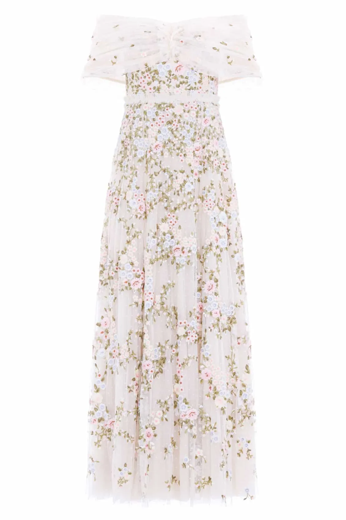 Evening Dresses | Embroidered Dresses^Needle & Thread Lunaria Wreath Off-Shoulder Gown Champagne