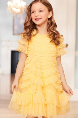 Kids Responsibly Sourced^Needle & Thread Marilla Ruffle Kids Dress Yellow