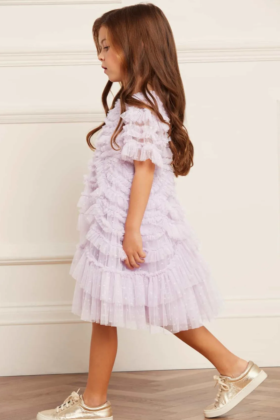 Kids Responsibly Sourced^Needle & Thread Marilla Ruffle Kids Dress Purple