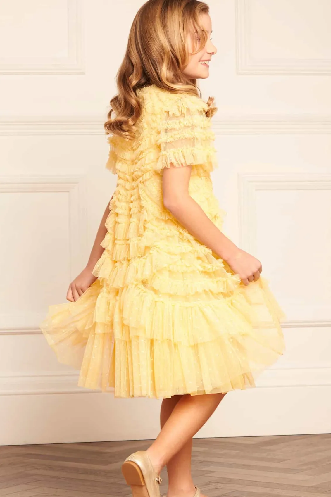 Kids Responsibly Sourced^Needle & Thread Marilla Ruffle Kids Dress Yellow