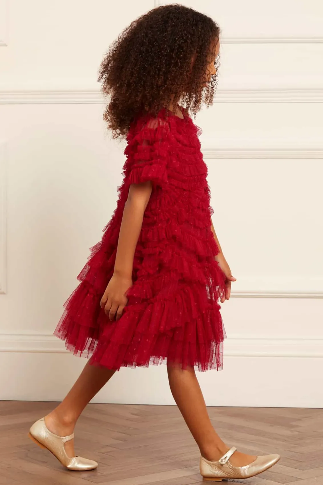 Kids Responsibly Sourced^Needle & Thread Marilla Ruffle Kids Dress Red