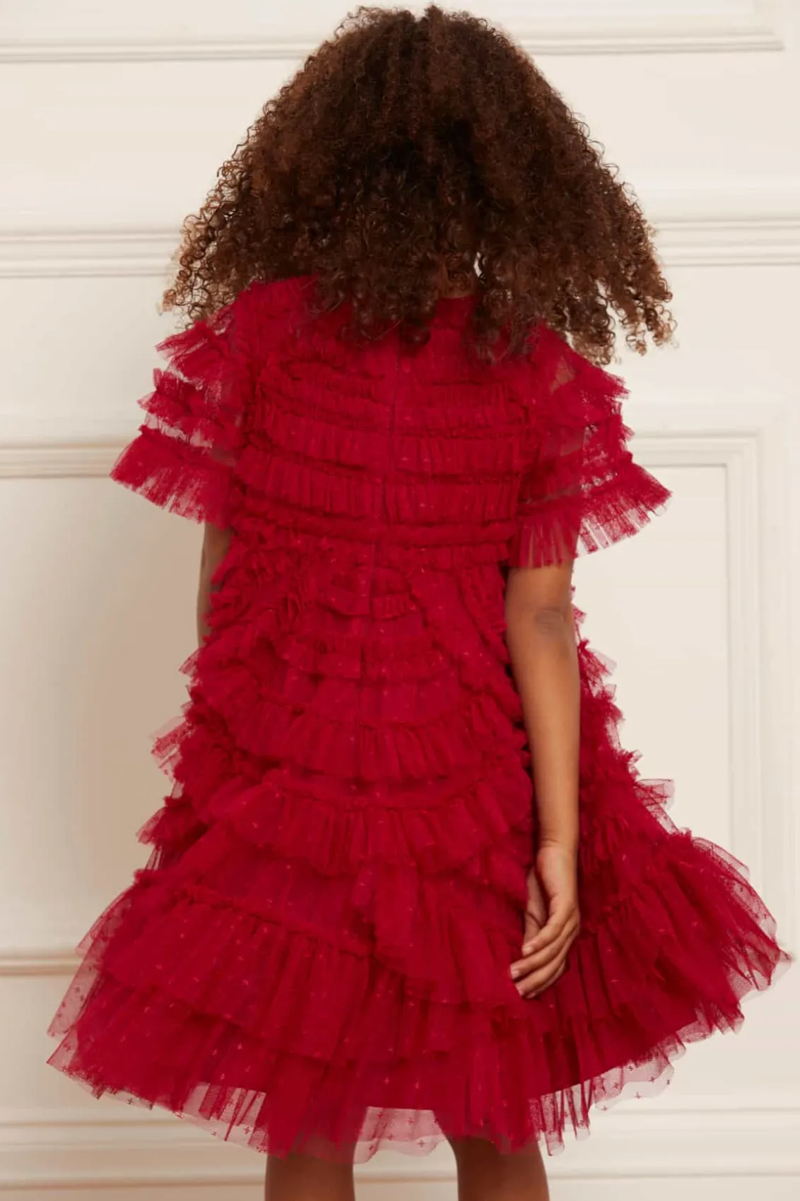 Kids Responsibly Sourced^Needle & Thread Marilla Ruffle Kids Dress Red