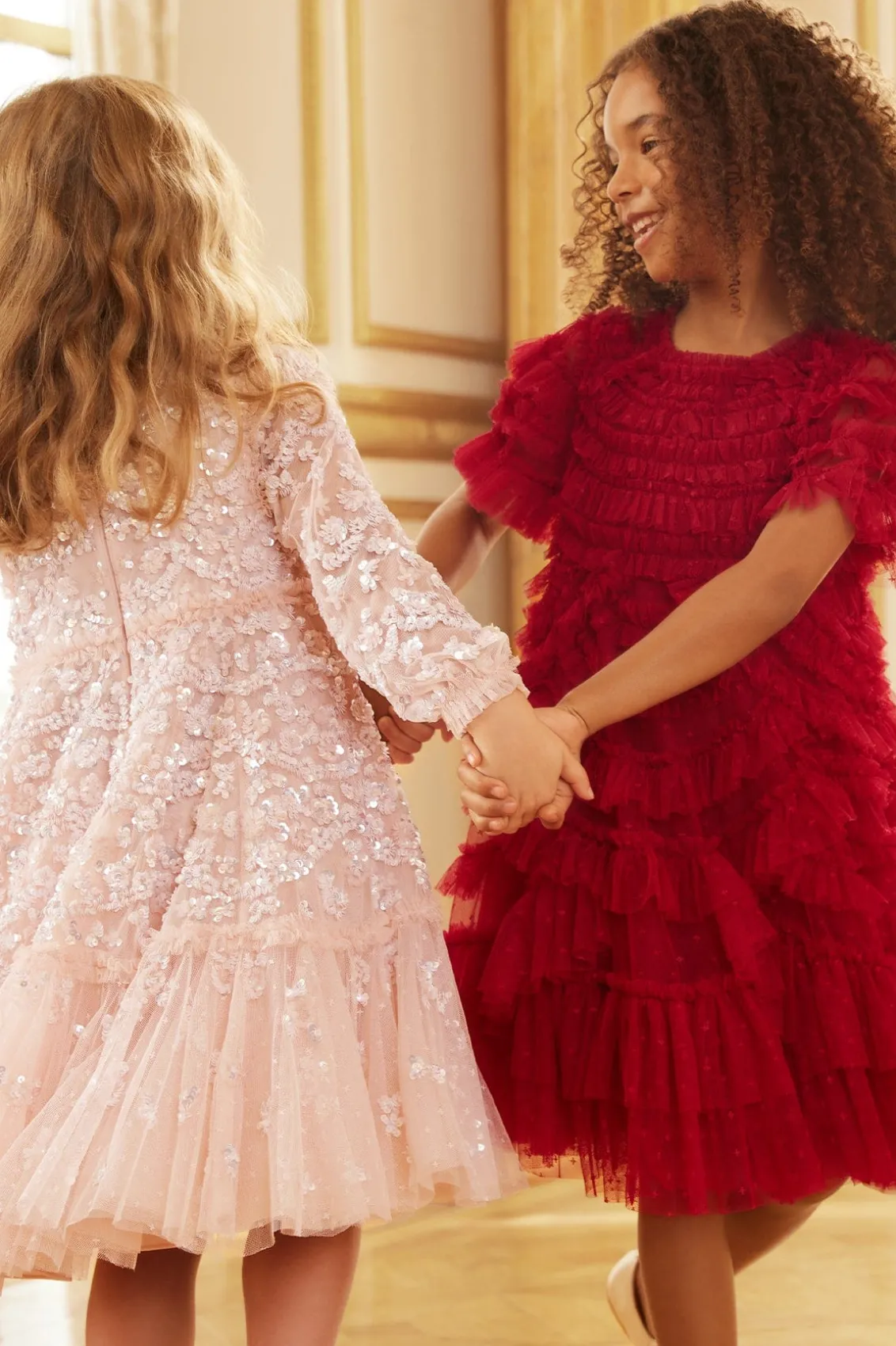 Kids Responsibly Sourced^Needle & Thread Marilla Ruffle Kids Dress Red