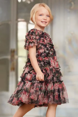 Mummy & Me | Kids Printed Dresses^Needle & Thread Midnight Dance Marilla Ruffle Kids Dress Black
