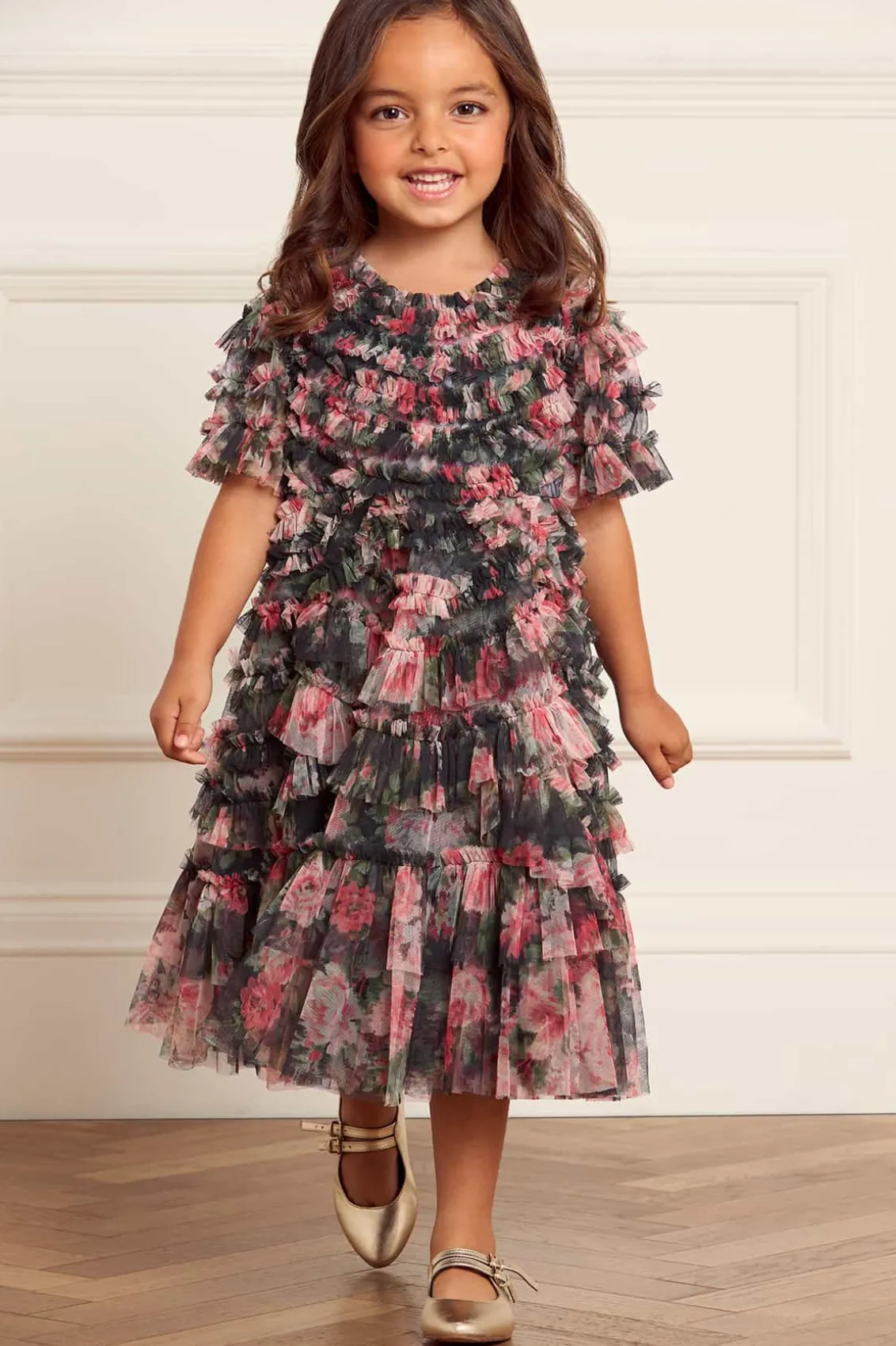 Mummy & Me | Kids Printed Dresses^Needle & Thread Midnight Dance Marilla Ruffle Kids Dress Black