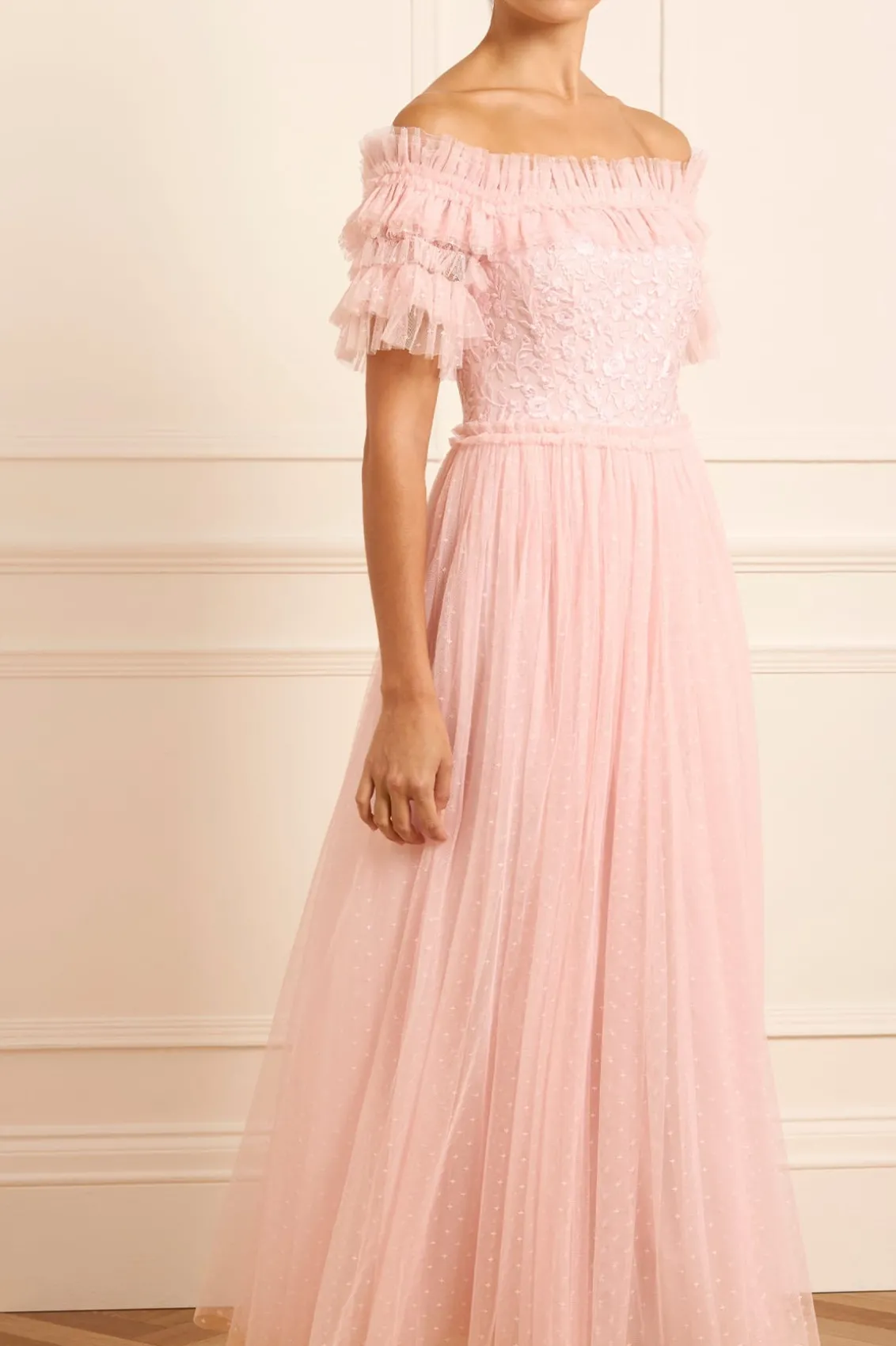 Bridesmaid | Evening Dresses^Needle & Thread Midsummer Lace Bodice Off-Shoulder Ankle Gown Pink