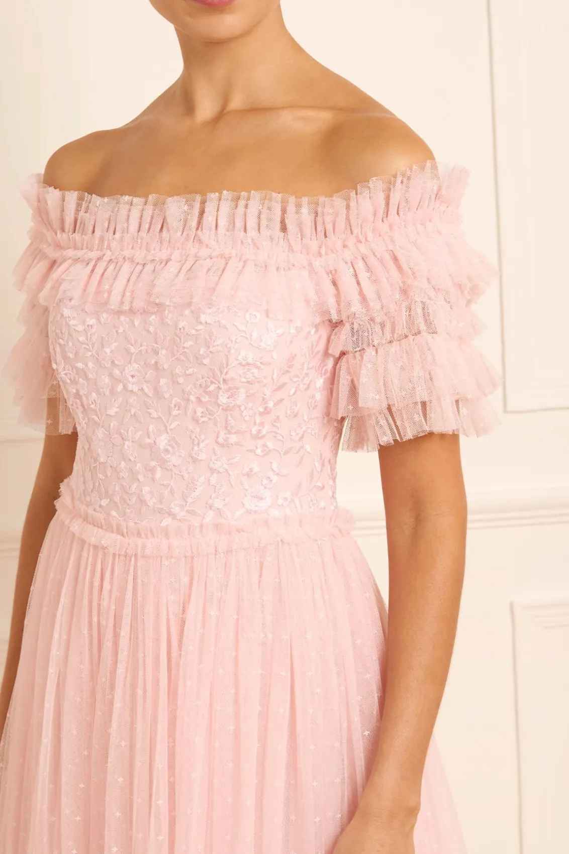 Bridesmaid | Evening Dresses^Needle & Thread Midsummer Lace Bodice Off-Shoulder Ankle Gown Pink