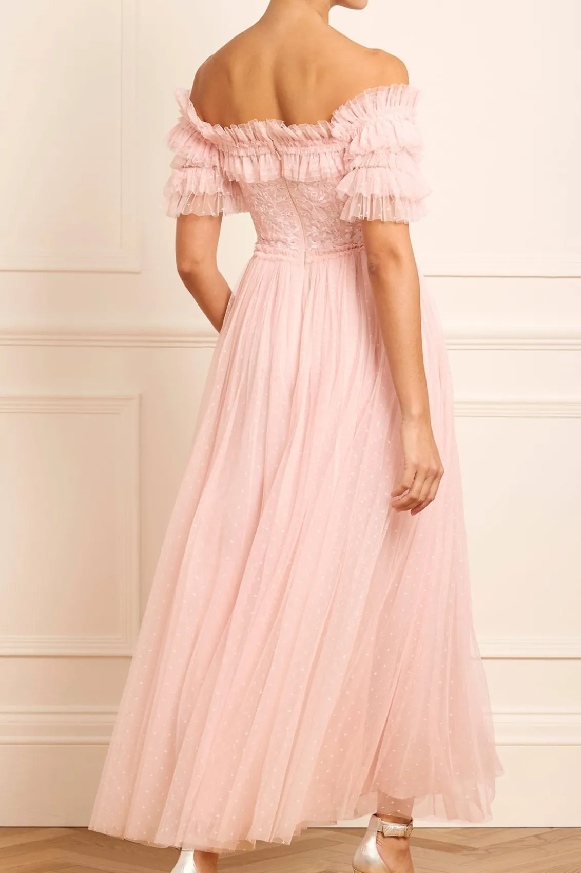 Bridesmaid | Evening Dresses^Needle & Thread Midsummer Lace Bodice Off-Shoulder Ankle Gown Pink
