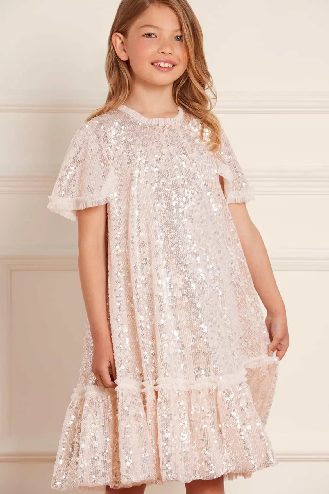 Flower Girl | Flower Girl^Needle & Thread Mila Gloss Kids Dress Champagne