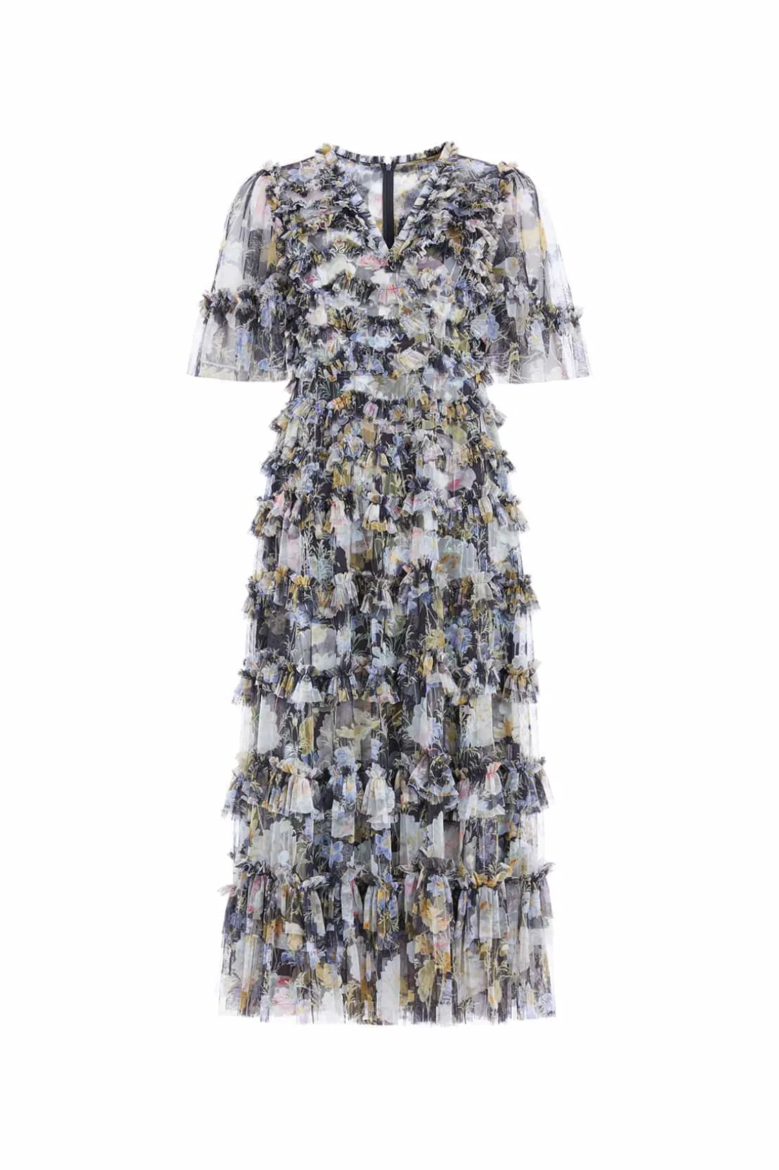 Evening Dresses | Printed Dresses^Needle & Thread Moonlight Petals V-Neck Ballerina Dress Black