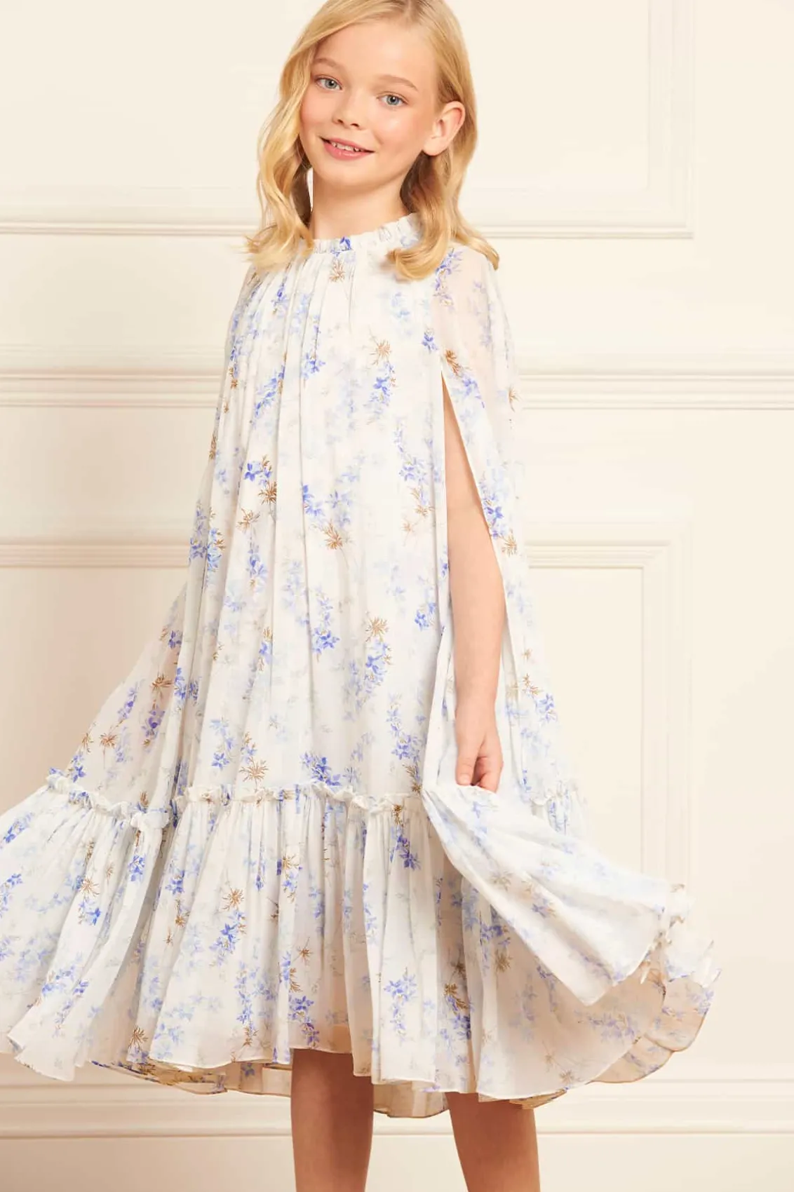 Mummy & Me | Kids Printed Dresses^Needle & Thread Ophelia Ditsy Chiffon Cape Kids Dress Multi