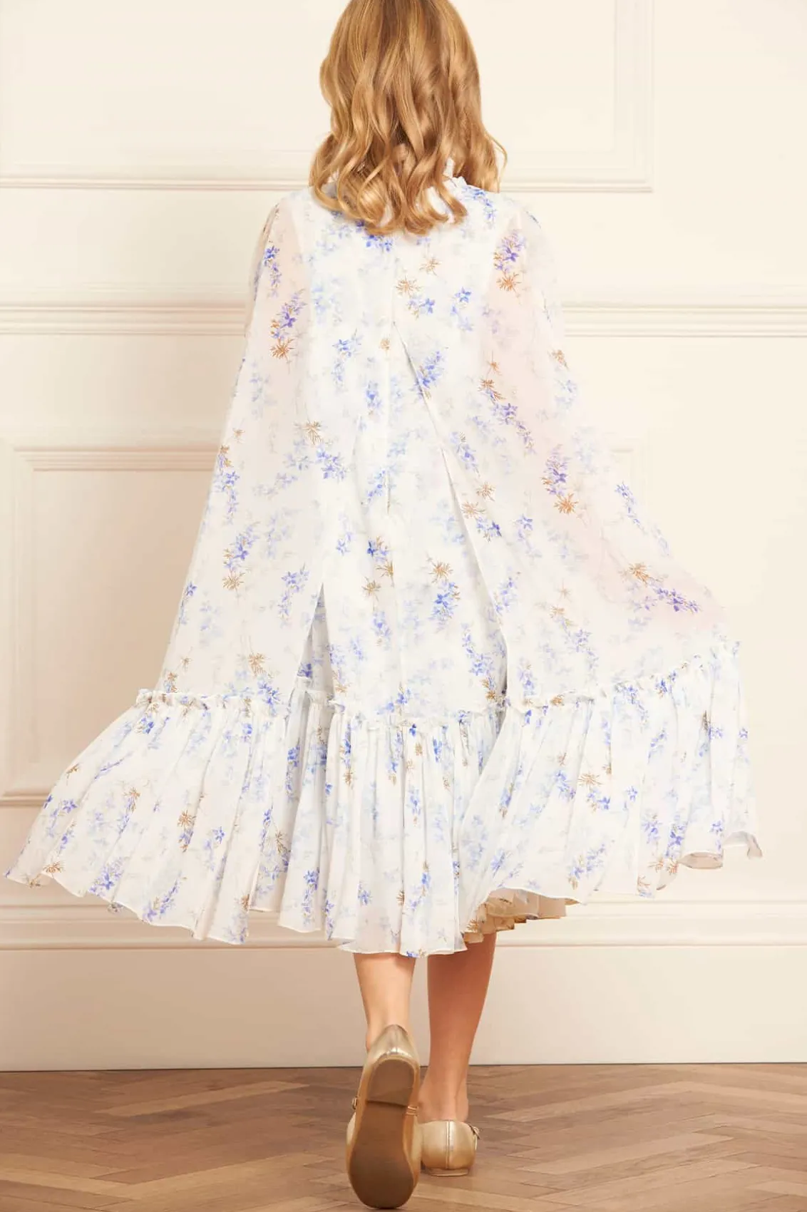 Mummy & Me | Kids Printed Dresses^Needle & Thread Ophelia Ditsy Chiffon Cape Kids Dress Multi
